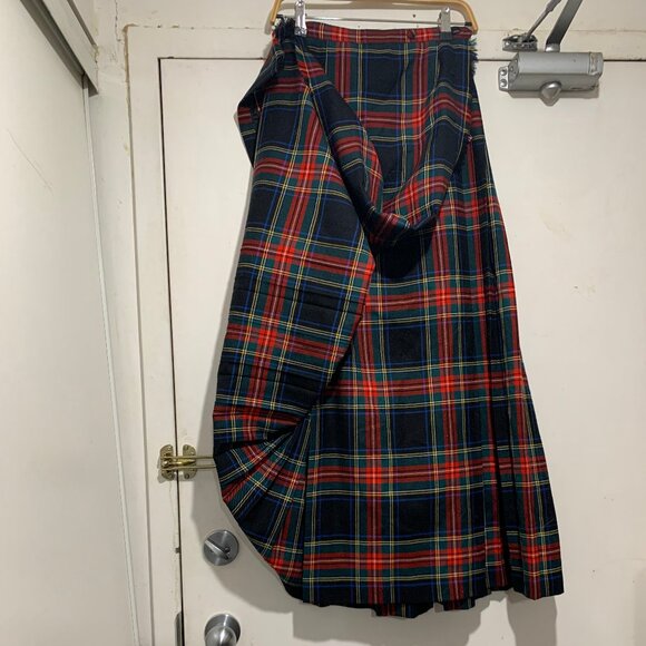 VINTAGE ALJEANS MAXI WOOL PLAID PLEATED KILT SKIRTS SIZE 8 - Picture 7 of 16